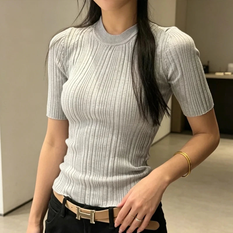 Blusa Punto Verano Mujer Cuello Redondo SURE XIAO STORY Casual