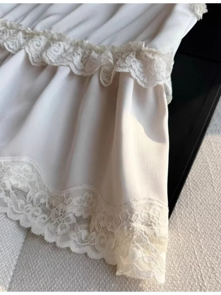 Camisola Satén Francés Volantes Sexy Cuello V Chic Coreano