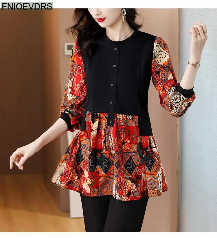 Camisa Flores Vintage Mujer Túnica Peplum Elegante Casual FNIOEVDRS