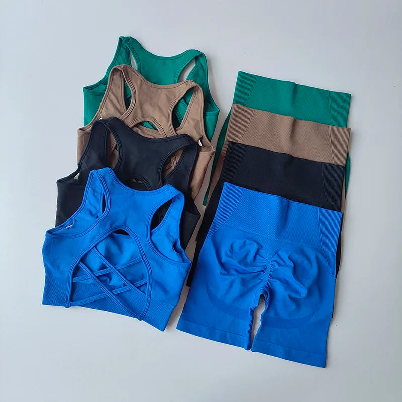 Conjunto Yoga Mujer Sin Costuras Sexy (2 Piezas) Fitness