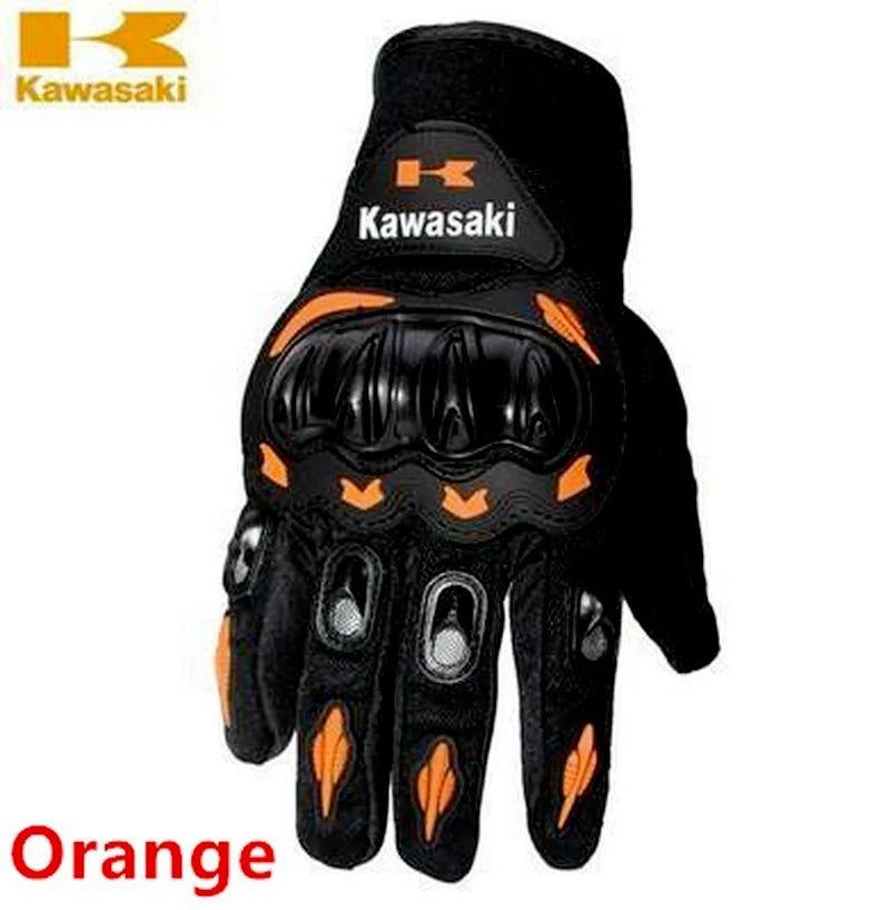 Guantes de motocicleta Kawasaki, guantes de dedo completo antideslizantes y resistentes al desgaste, guantes de equipo de protección para bicicleta de carreras todoterreno