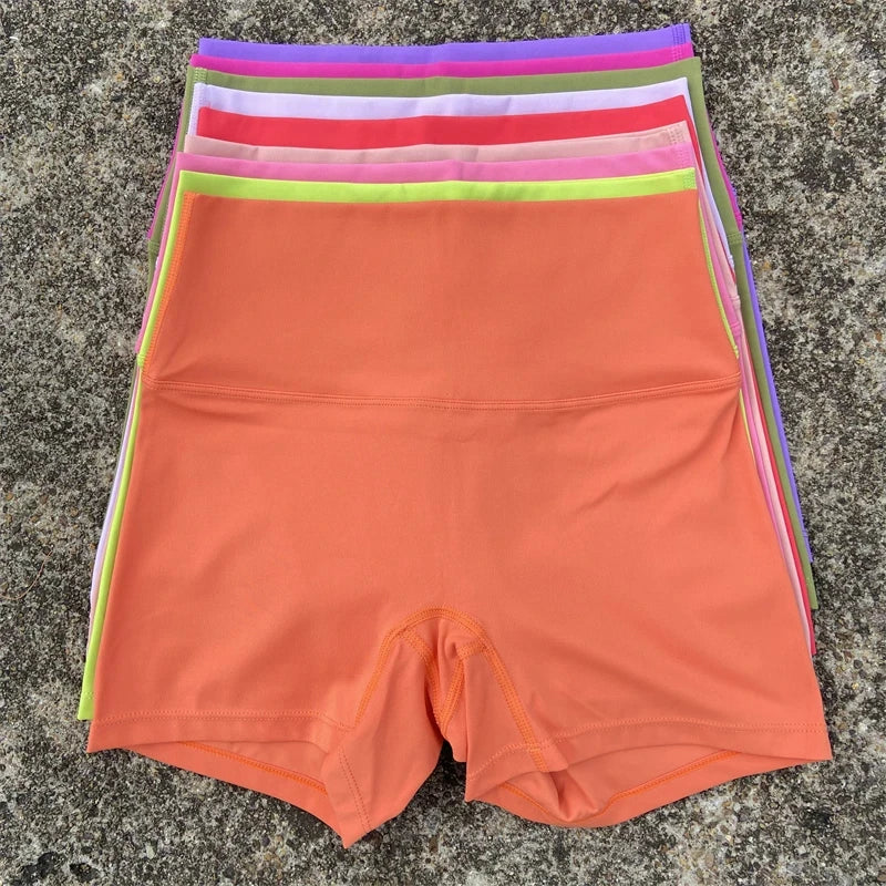 Sexy Color sólido mujeres Fitness deporte corto cintura alta Atlético Yoga pierna corta ciclismo entrenamiento integral correr a prueba de sentadillas