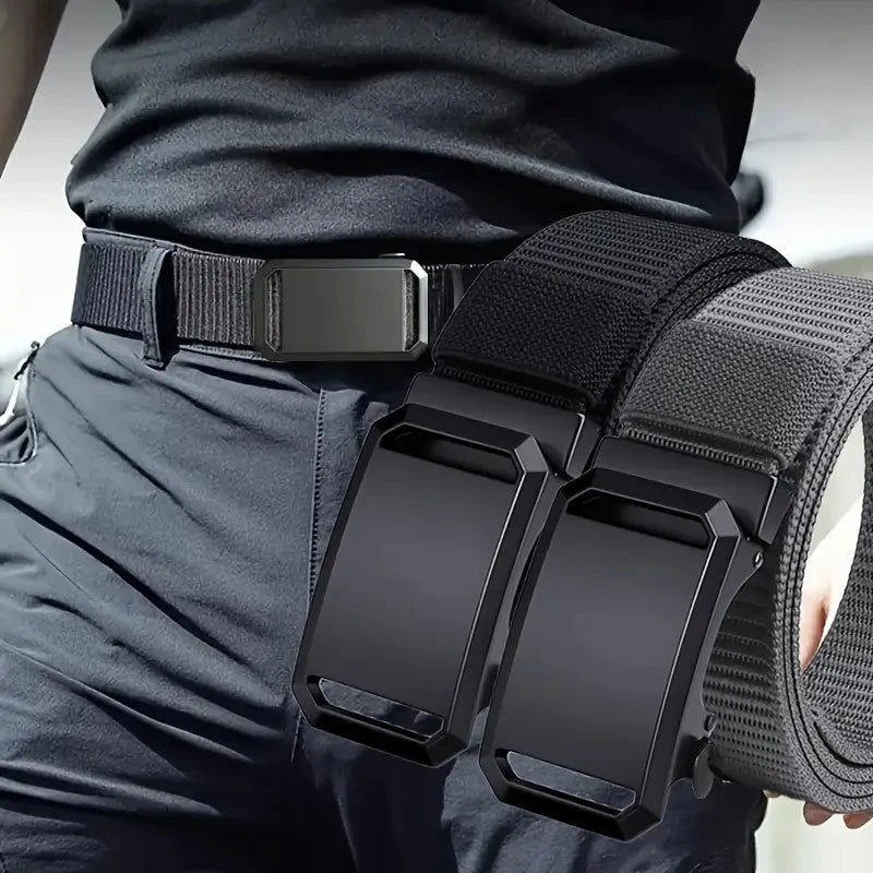Cinturón Táctico Lona Hebilla Automática - Ideal Trabajo y Outdoor