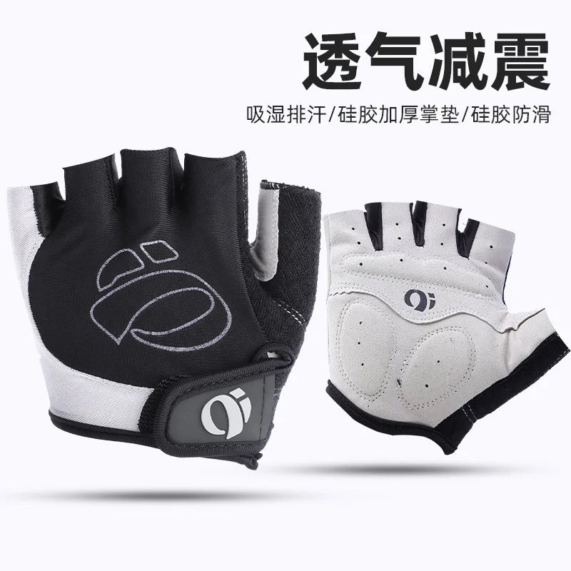 Guantes Ciclismo Medio Dedo: Silicona Antideslizante, Verano (Gris, Rojo, Azul)