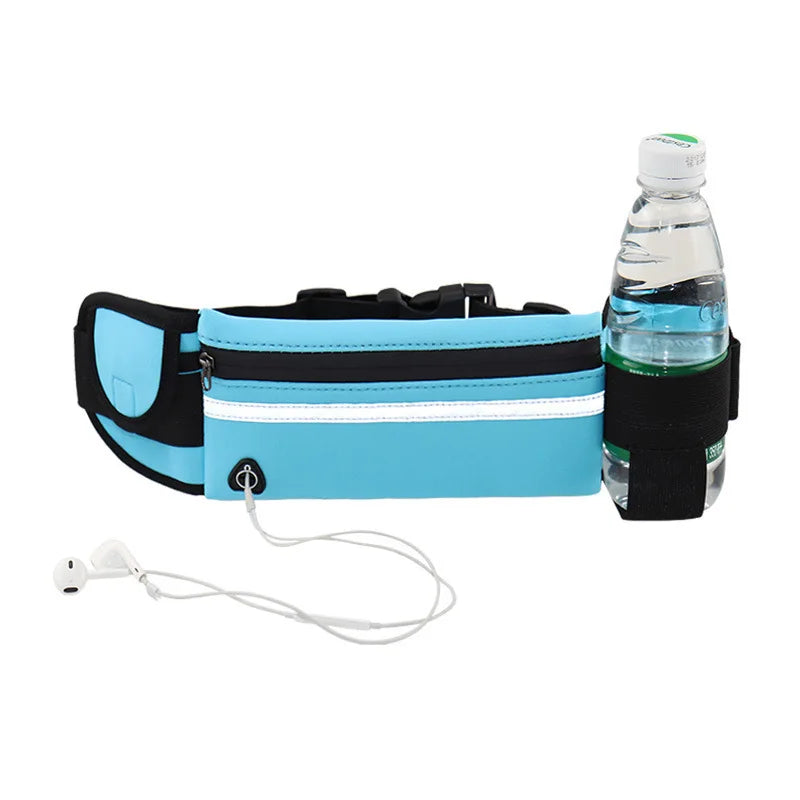 Riñonera Deportiva Unisex con Banda Reflectante, Impermeable, para Correr, con Espacio para Botella de Agua, para Ciclismo y Fitness al Aire Libre