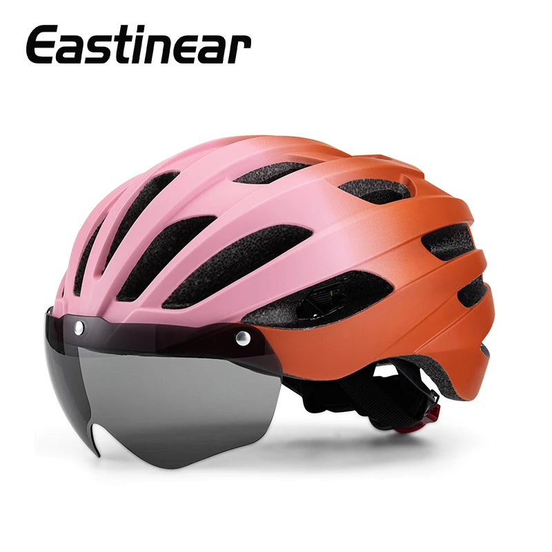 Casco de bicicleta de carretera Eastinea con gafas magnéticas casco de montar en bicicleta de montaña casco de seguridad para hombres y mujeres adultos y niños
