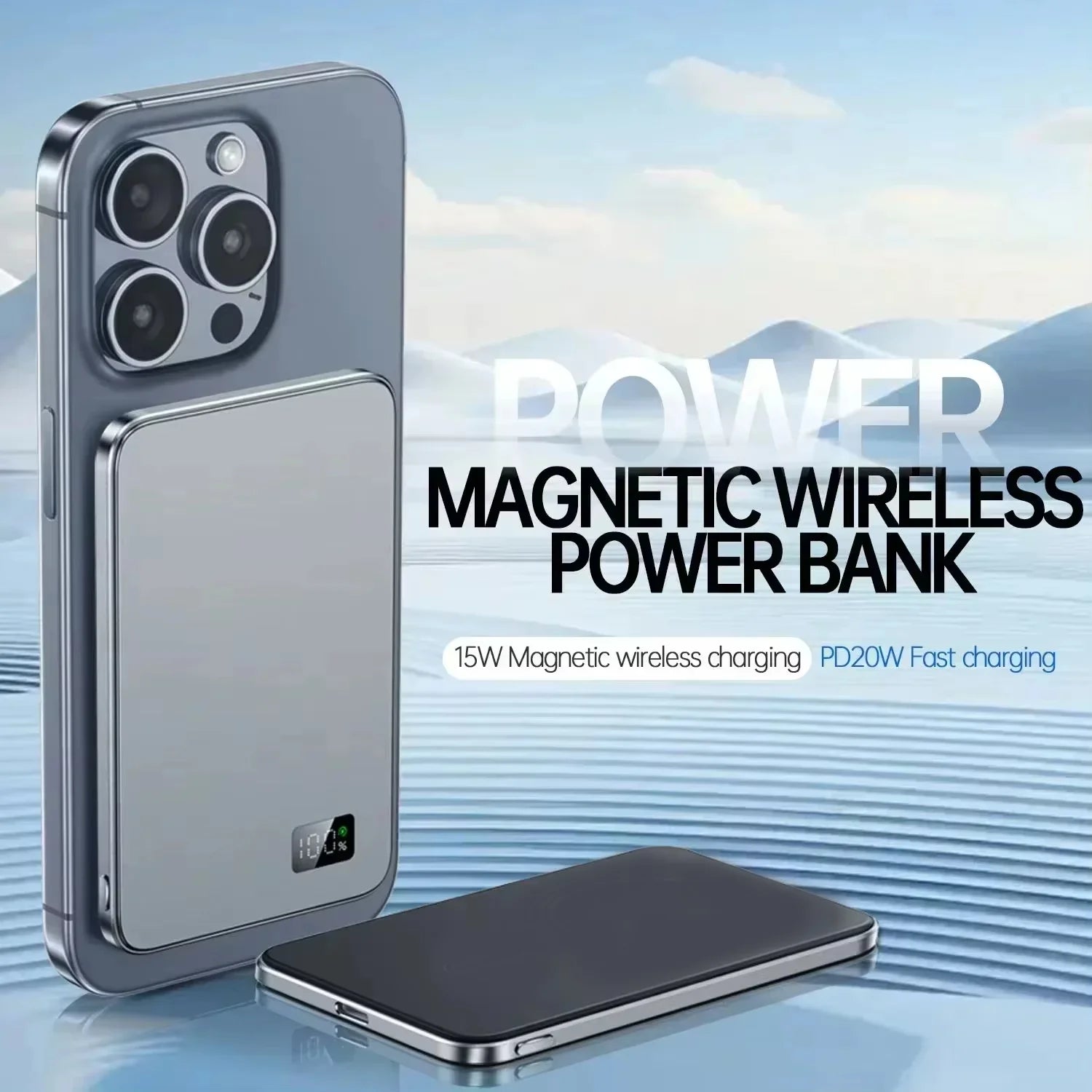 Batería Externa Lenovo 50000mAh Magnética Carga Rápida PD22.5W Magsafe