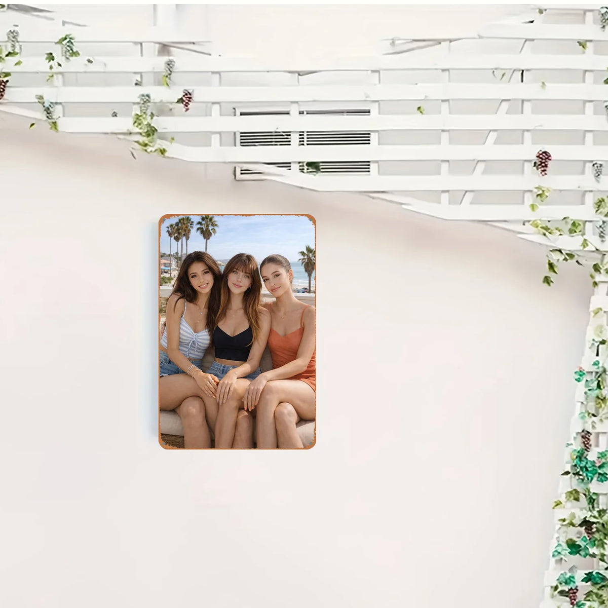 Metallic 2D wall art sign featuring modern women design, 8x12 inches, by Corporación Turística, suitable for contemporary home decor.