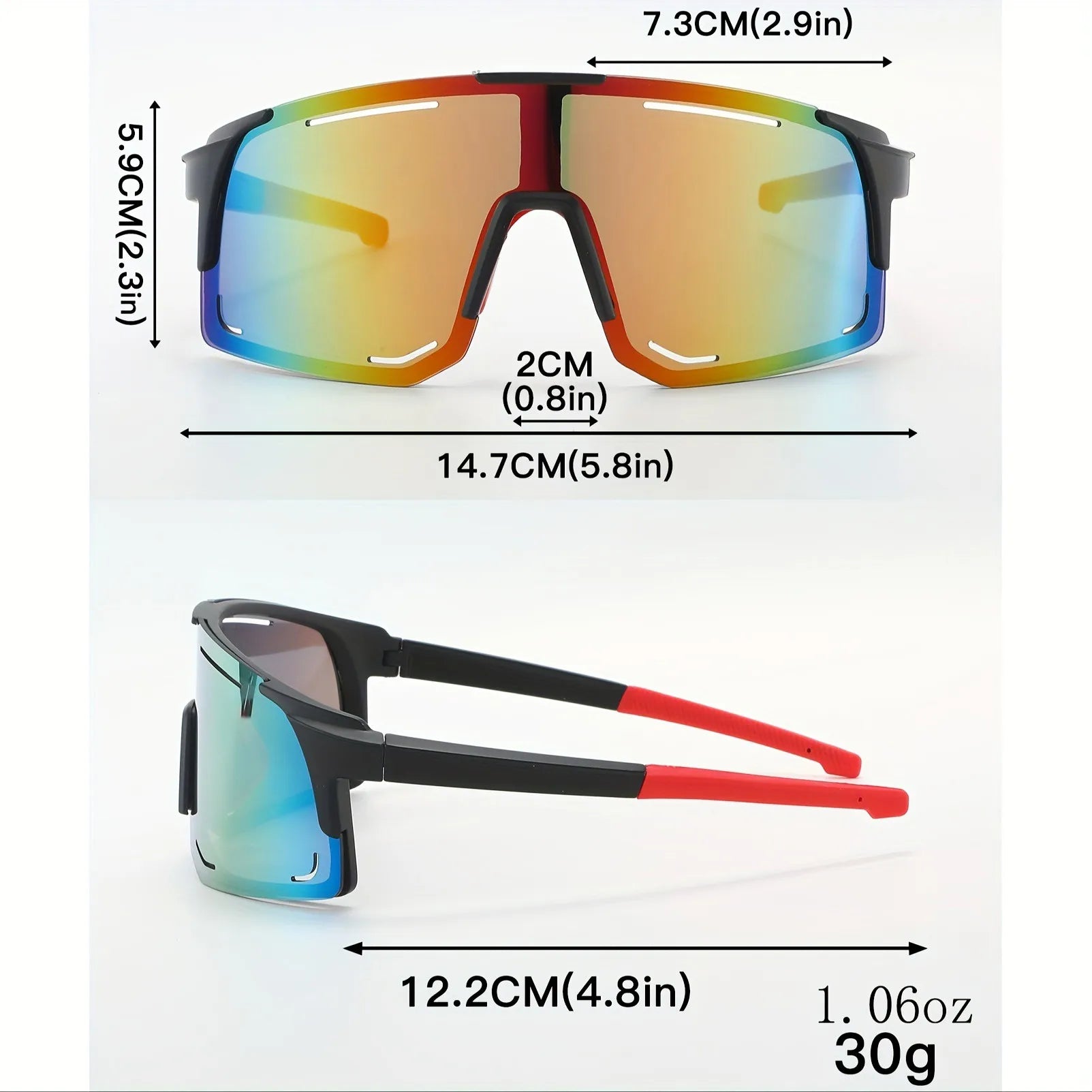 Gafas deportivas envolventes antiluz para mujeres y hombres, gafas grandes de sol de una pieza para ciclismo, pesca, esquí, UV400