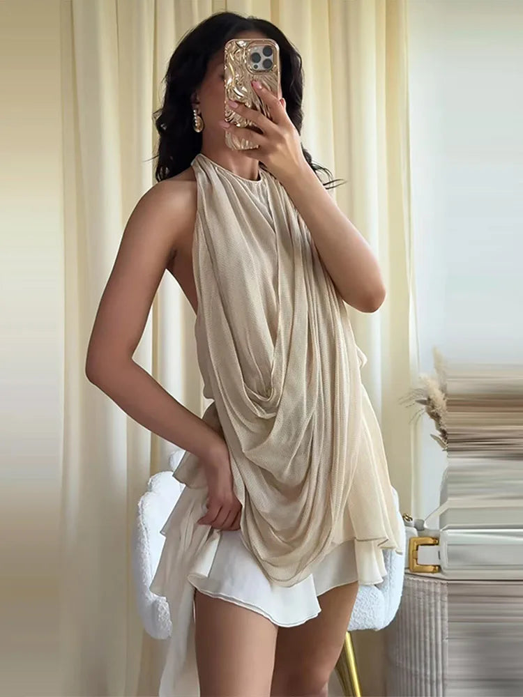 Chaleco Halter Plisado Chic Mujer Verano 2026 | Chin.Sweety | Elegante y Versátil