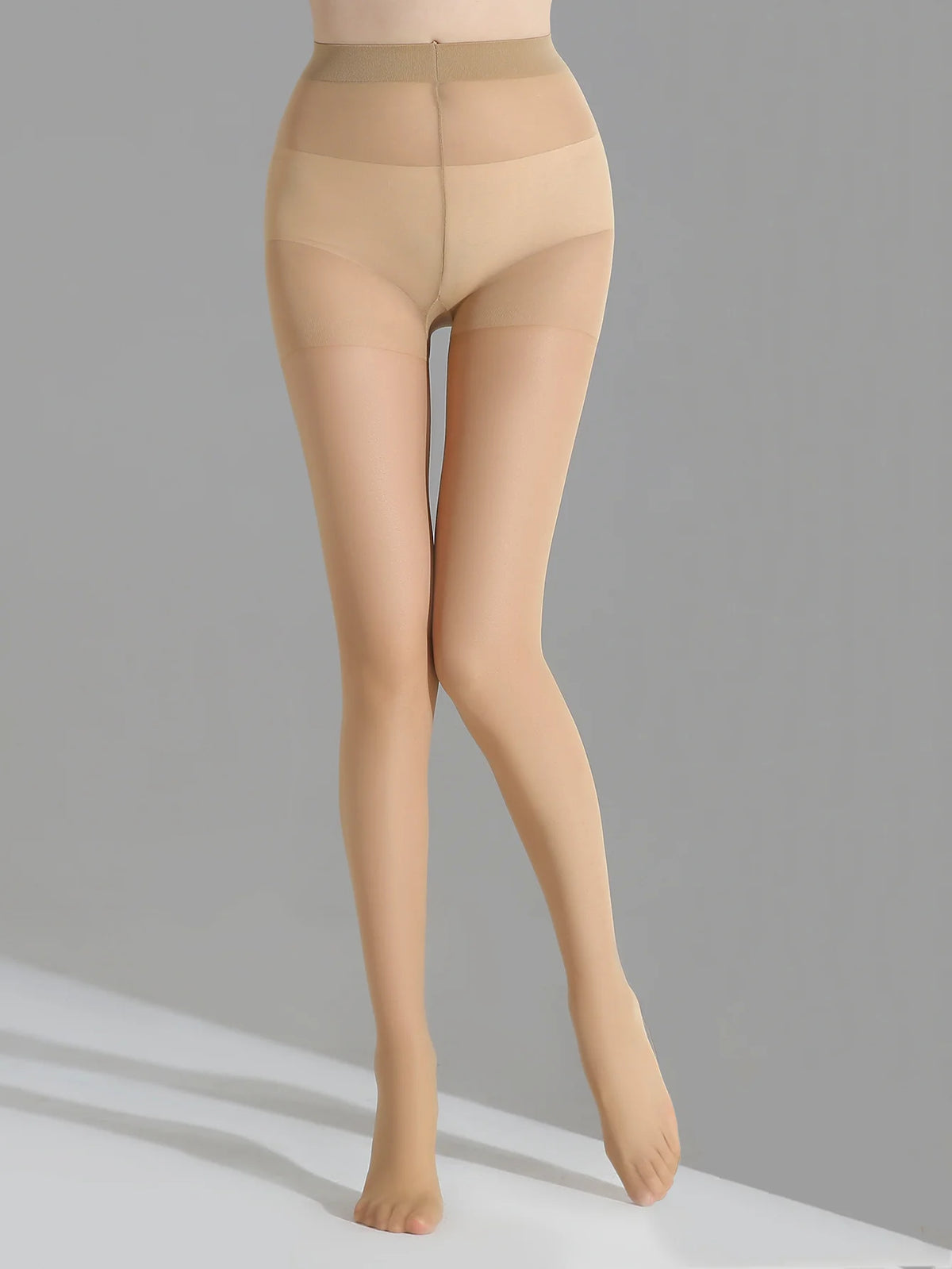 Three pairs of women's nylon pantyhose from Corporación Turística, showcasing their ultra-sheer and smooth texture.