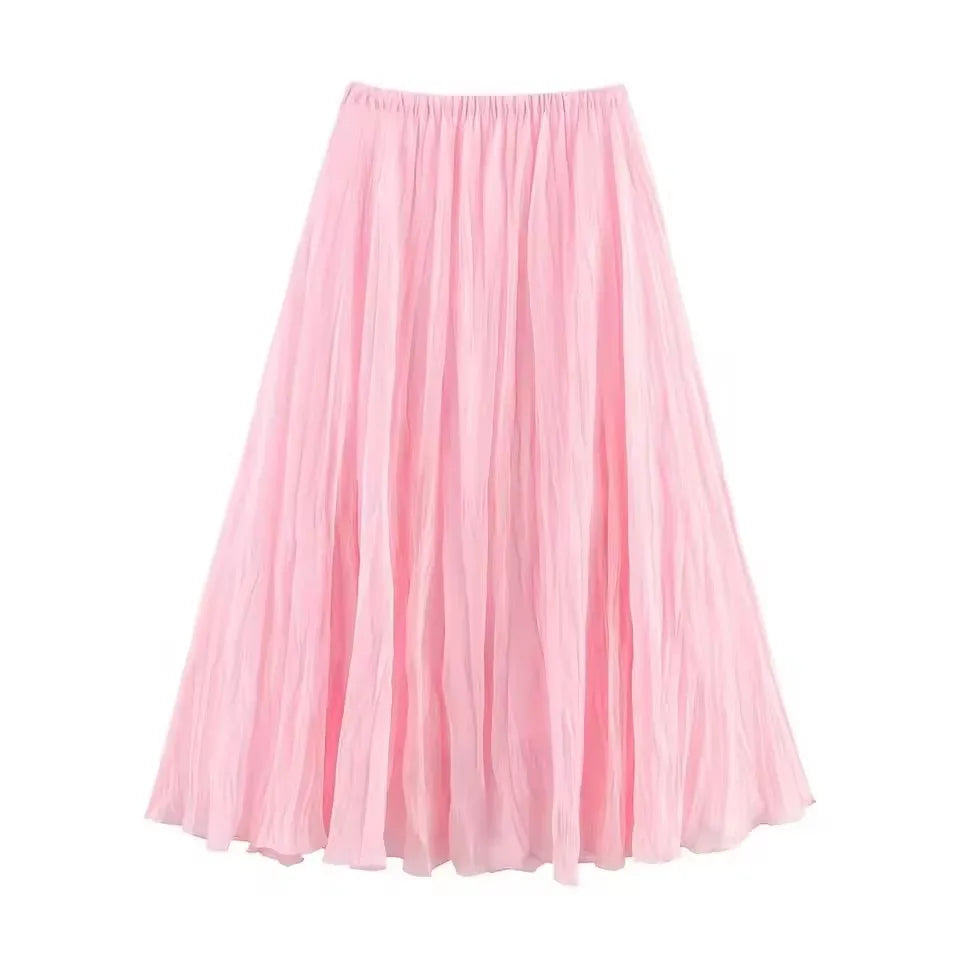 Falda Plisada Multicolor HH - Larga Verano Playa Casual