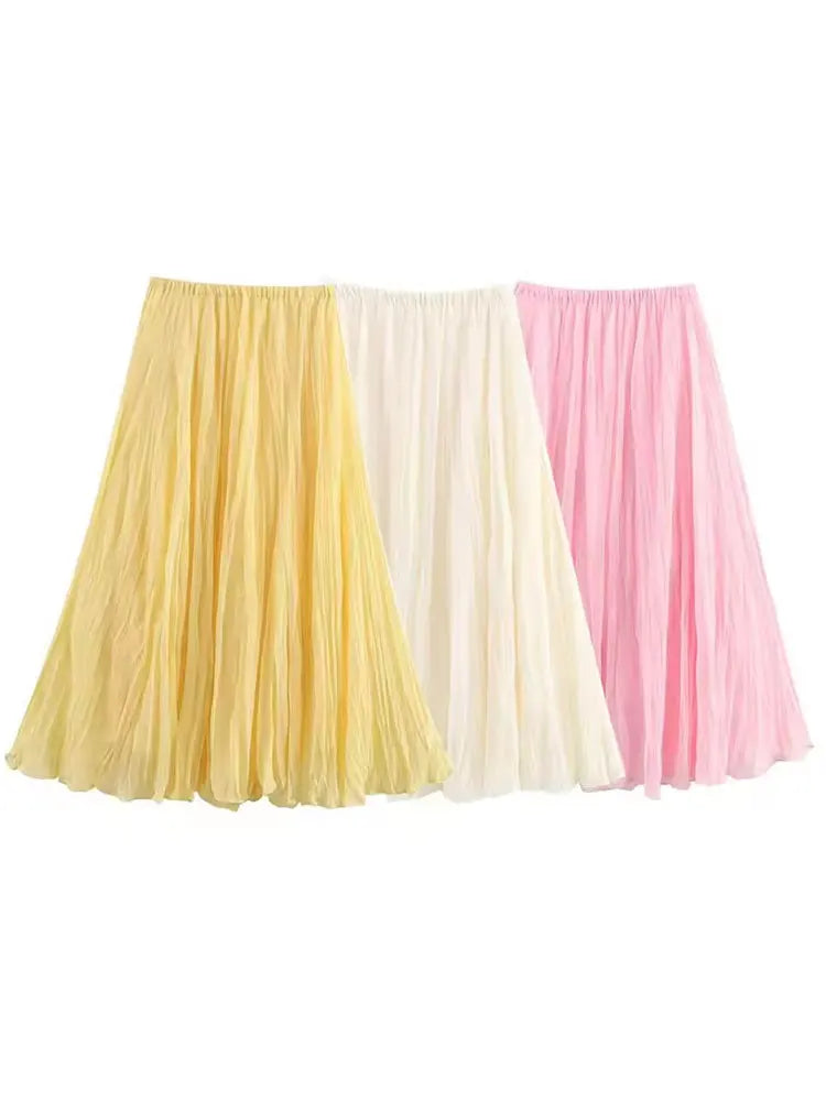 Falda Plisada Multicolor HH - Larga Verano Playa Casual