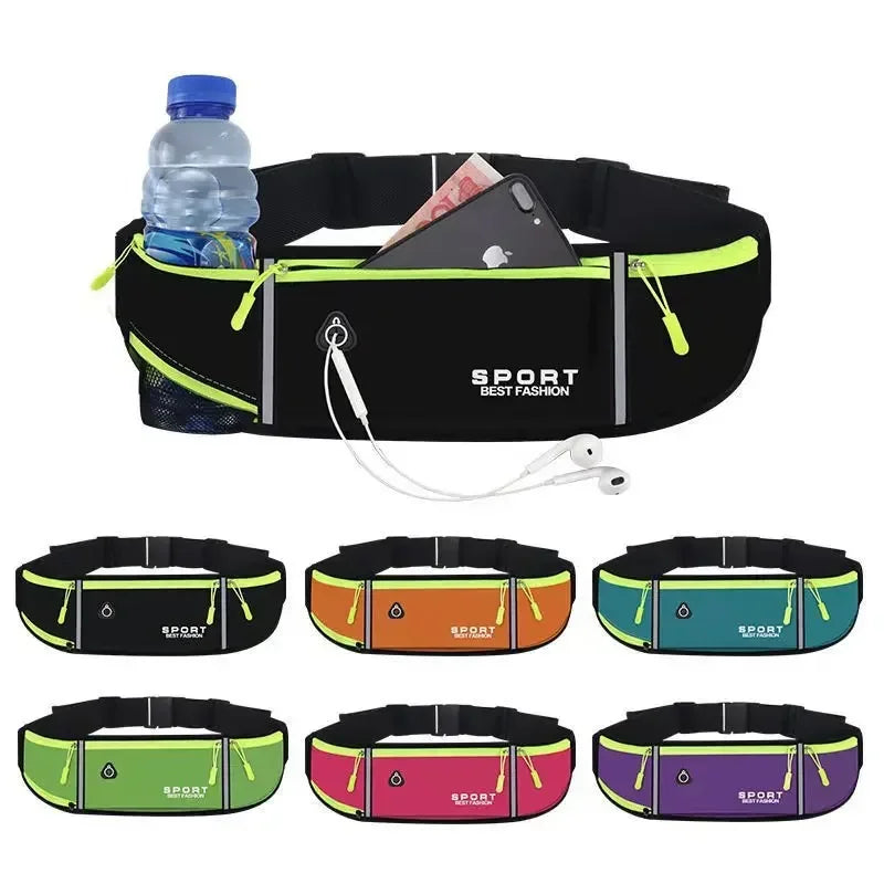Riñonera impermeable para deportes al aire libre, bolsa de cintura para correr, maratón, Fitness, puede contener botella de agua, riñonera para teléfono móvil