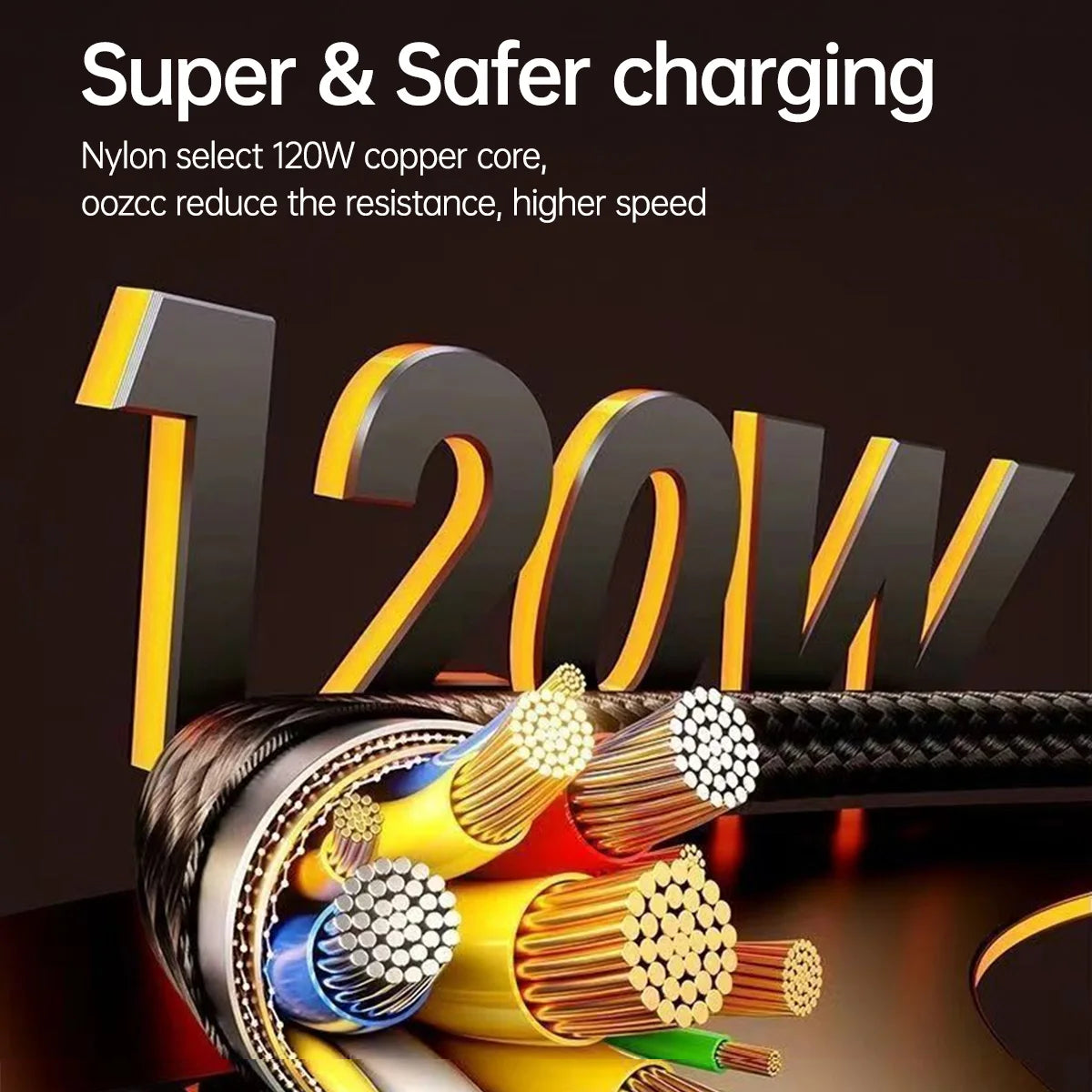 OOZCC Cable USB C Carga Rápida 120W LED 6A - Carga y Datos Seguros