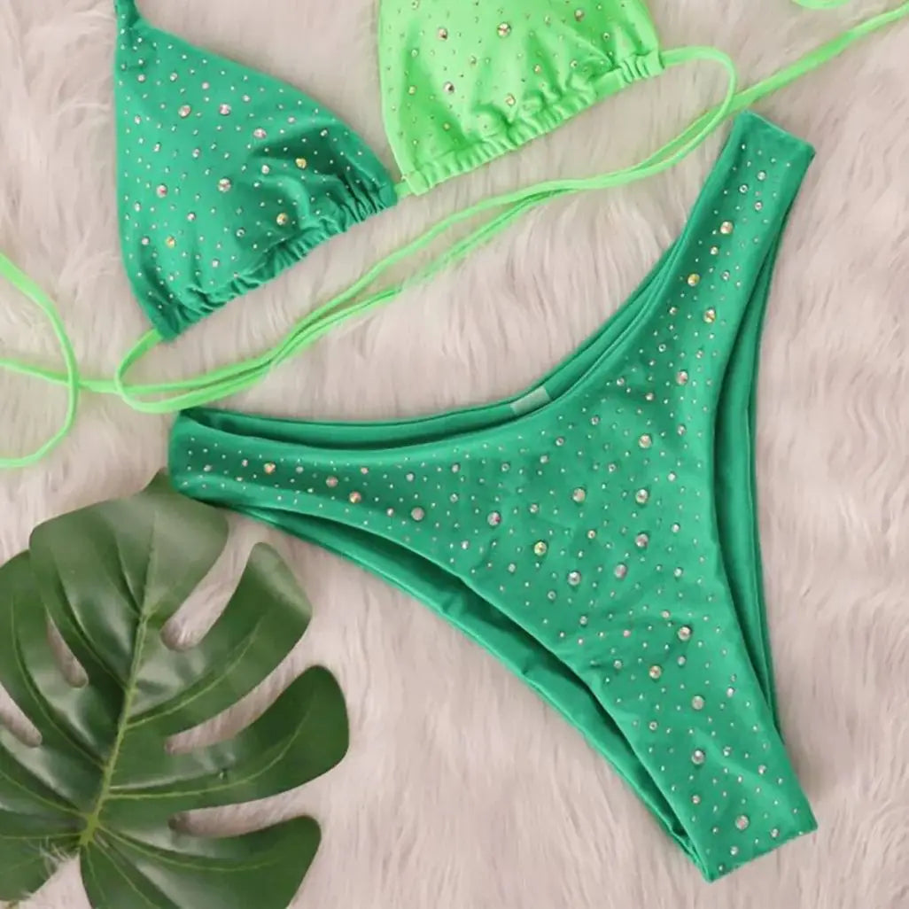 Bikini Halter Pedrería Diamantes Varleinsar V6467 Mujer