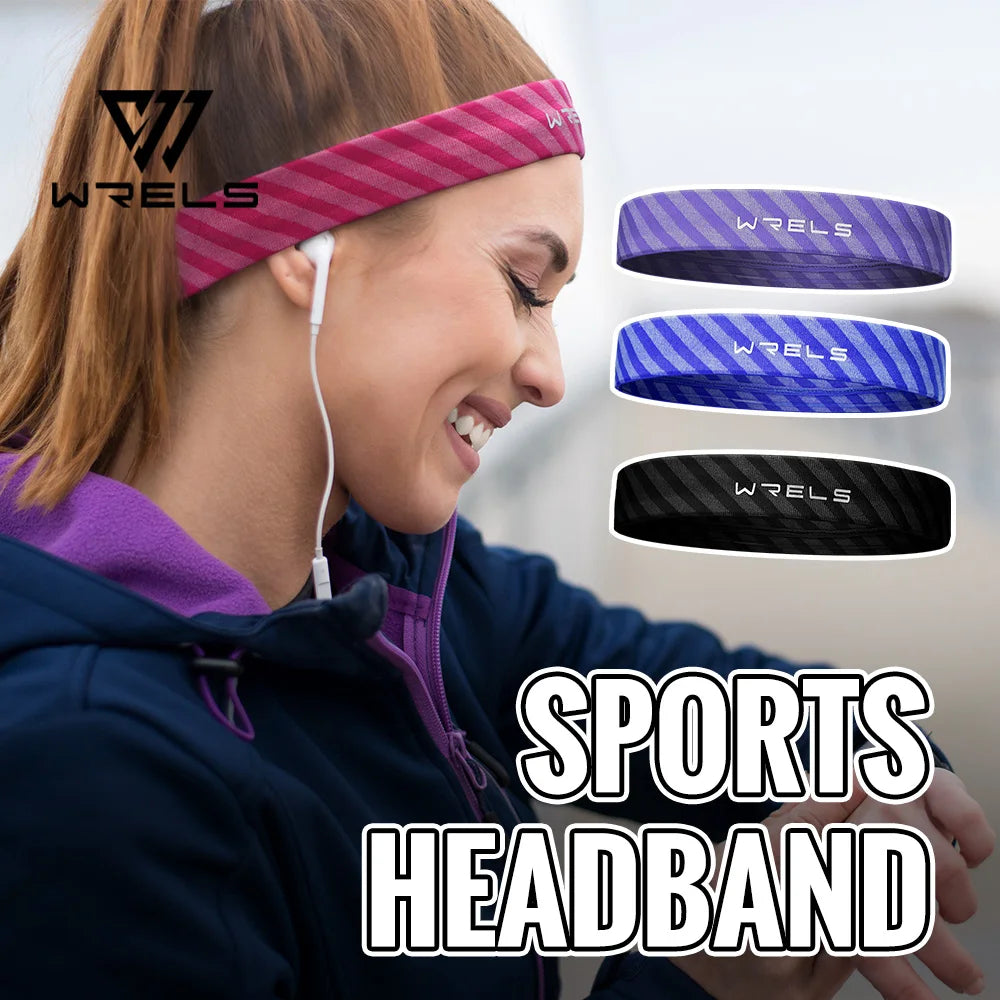 WRELS Cintas para el sudor, banda deportiva para la cabeza que absorbe la humedad, para correr, gimnasio, yoga, para mujeres y hombres, antideslizante, de secado rápido, elástica