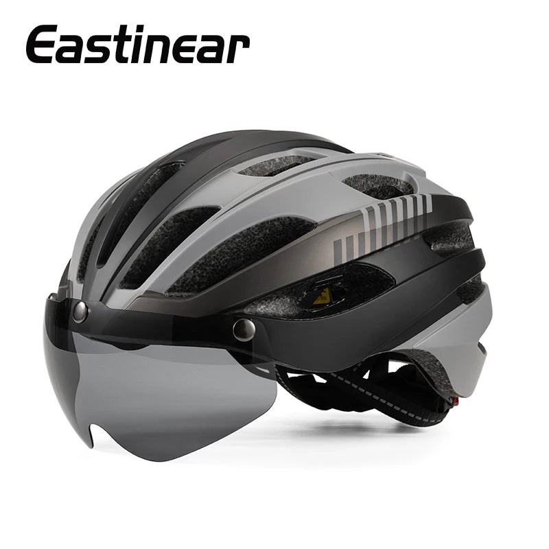 Casco de bicicleta de carretera Eastinea con gafas magnéticas casco de montar en bicicleta de montaña casco de seguridad para hombres y mujeres adultos y niños