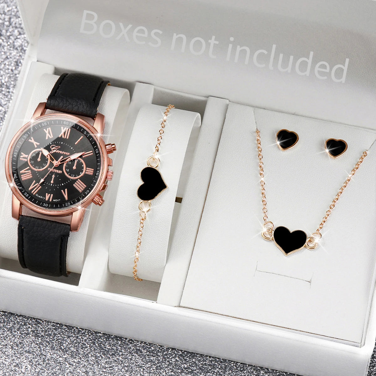 Reloj de Cuarzo Mujer: Pulsera Cuero, Joyería Corazón - Elegancia Diaria