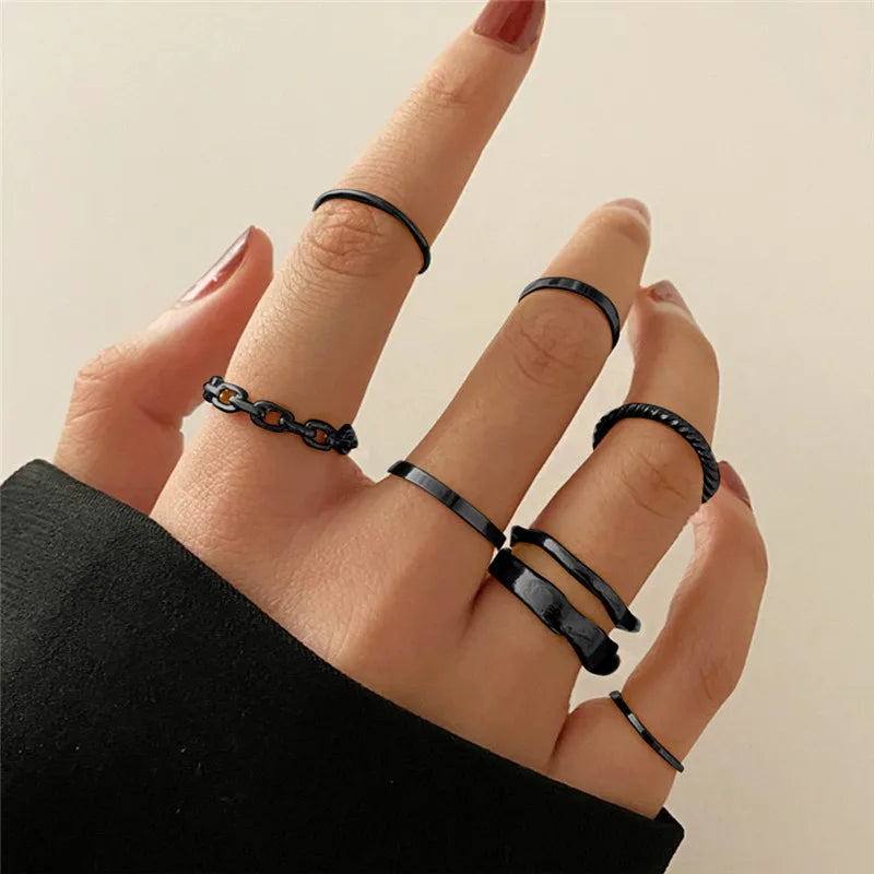 Conjunto Anillos Bohemios Circon Mujer | Modyle | Flor Luna Amor (Dorado)