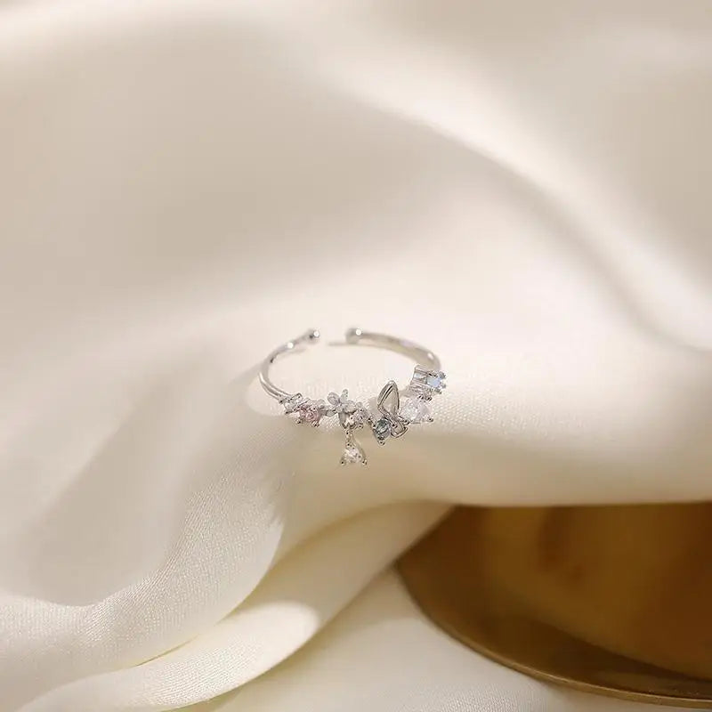 Anillo Flor Circonita Anenjery Ajustable Mujer - Elegancia Princesa