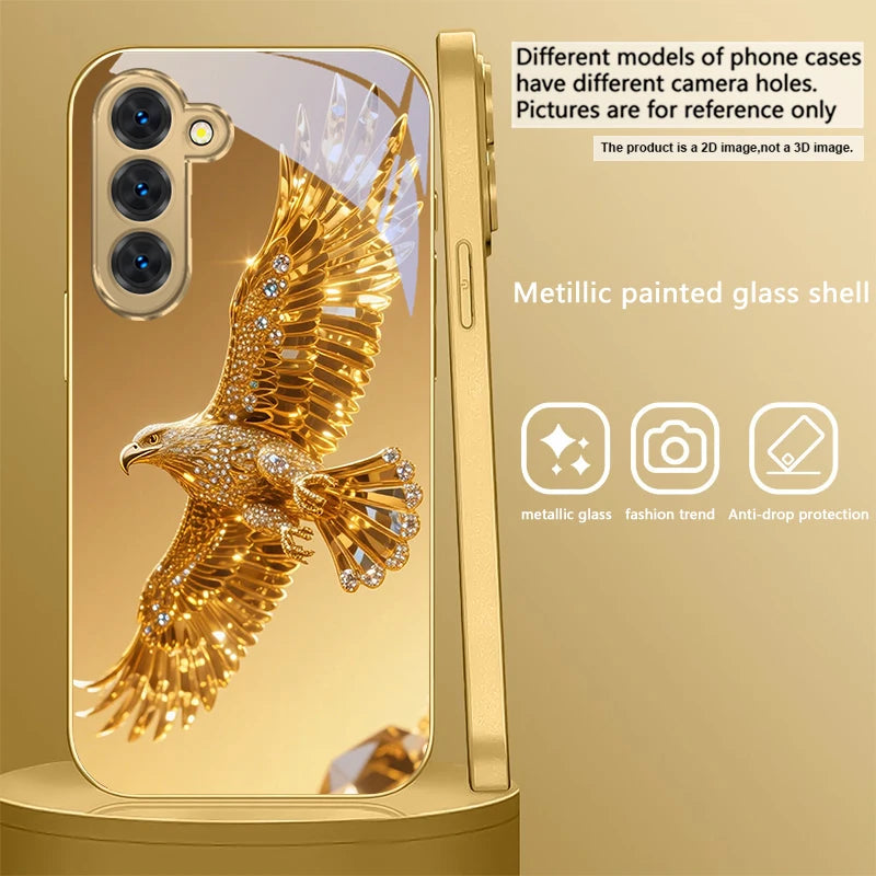 Gold dolphin phone case for Samsung Galaxy S20 FE, S21 Plus, S22, and S23 by Corporación Turística, with detailed dolphin design.