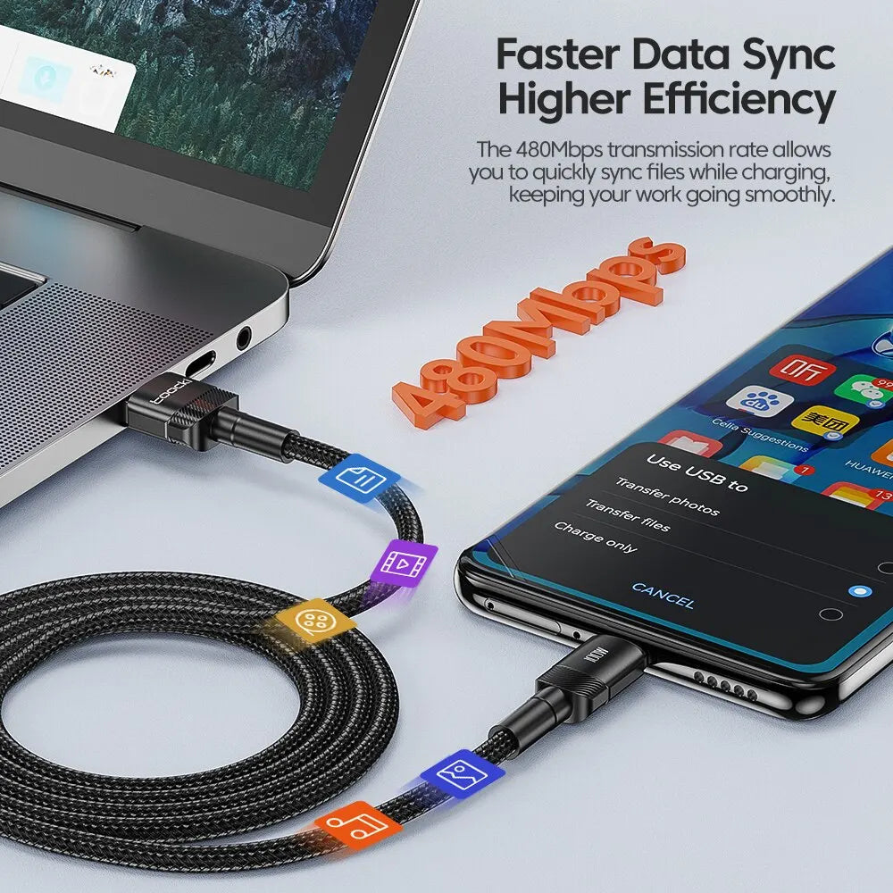 Cable USB C Toocki Carga Rápida PD 100W para iPhone 15/14/13/12