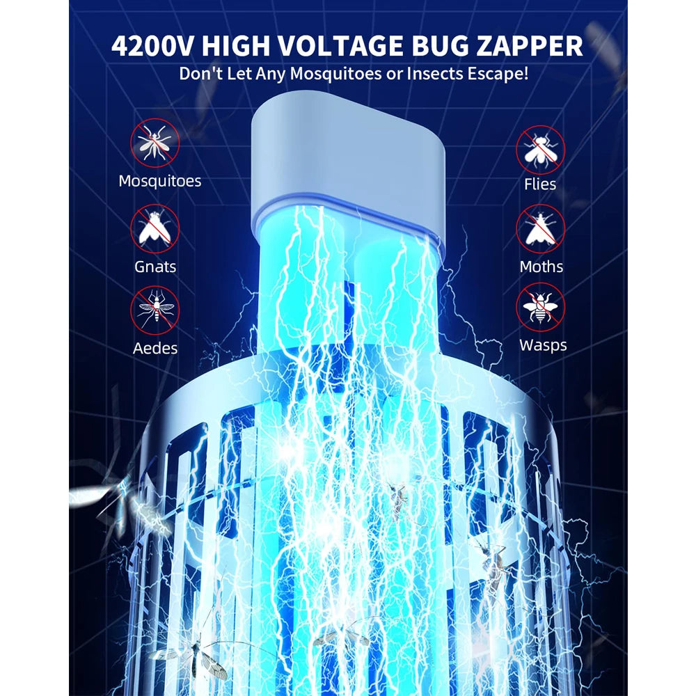 Minimoon Exterminador Mosquitos Exterior 4200V LED Dual - Trampa Insectos Eléctrica