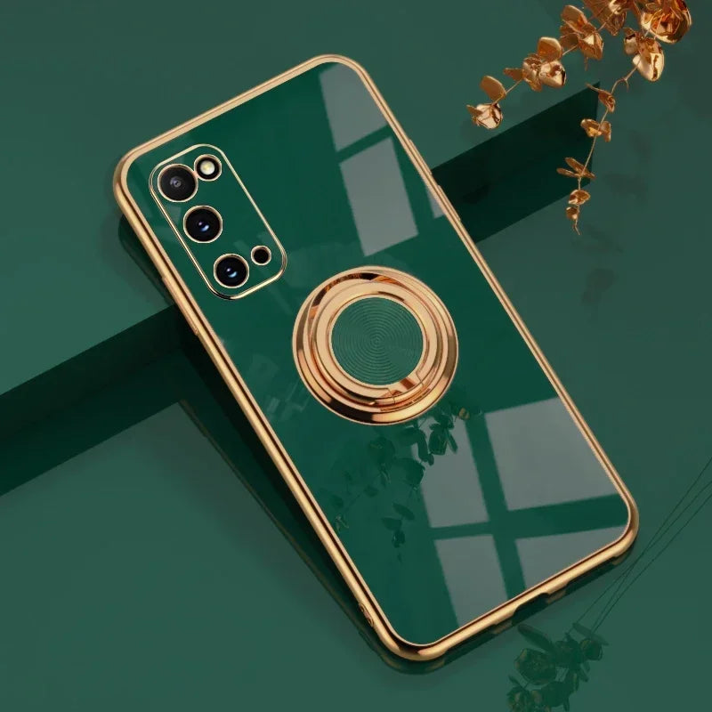 Silicone gold-plated phone case for Samsung Galaxy S22, S23, and S24, with sleek design and protective fit.