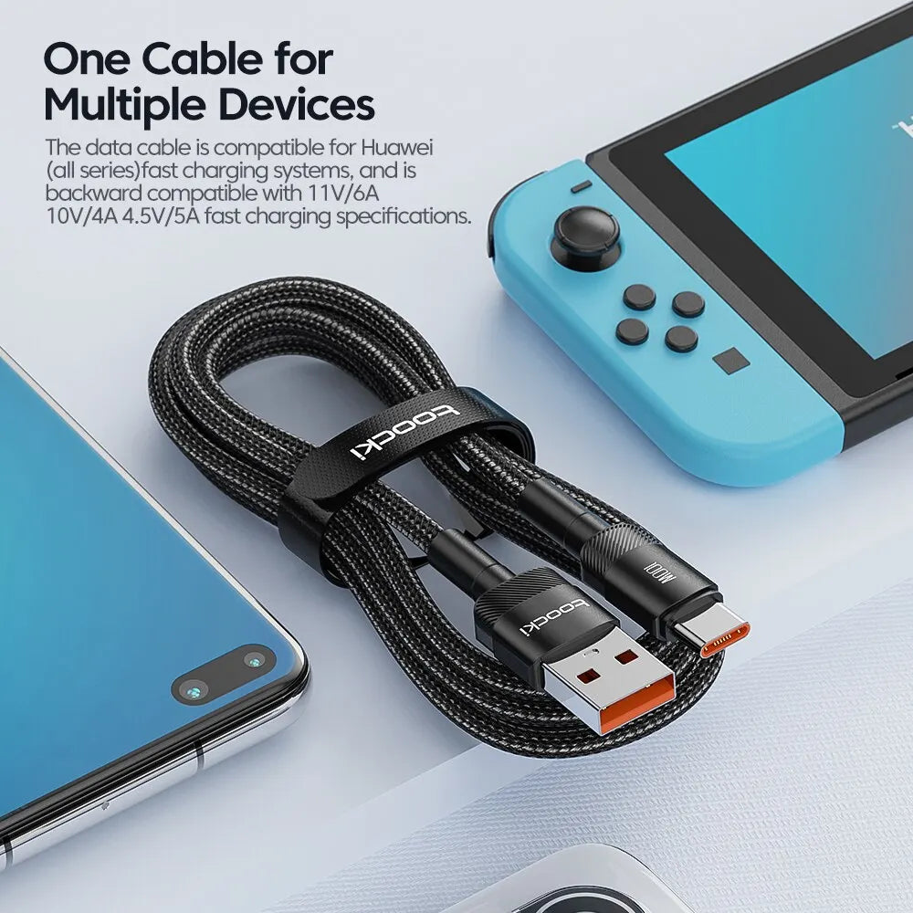 Cable USB C Toocki Carga Rápida PD 100W para iPhone 15/14/13/12