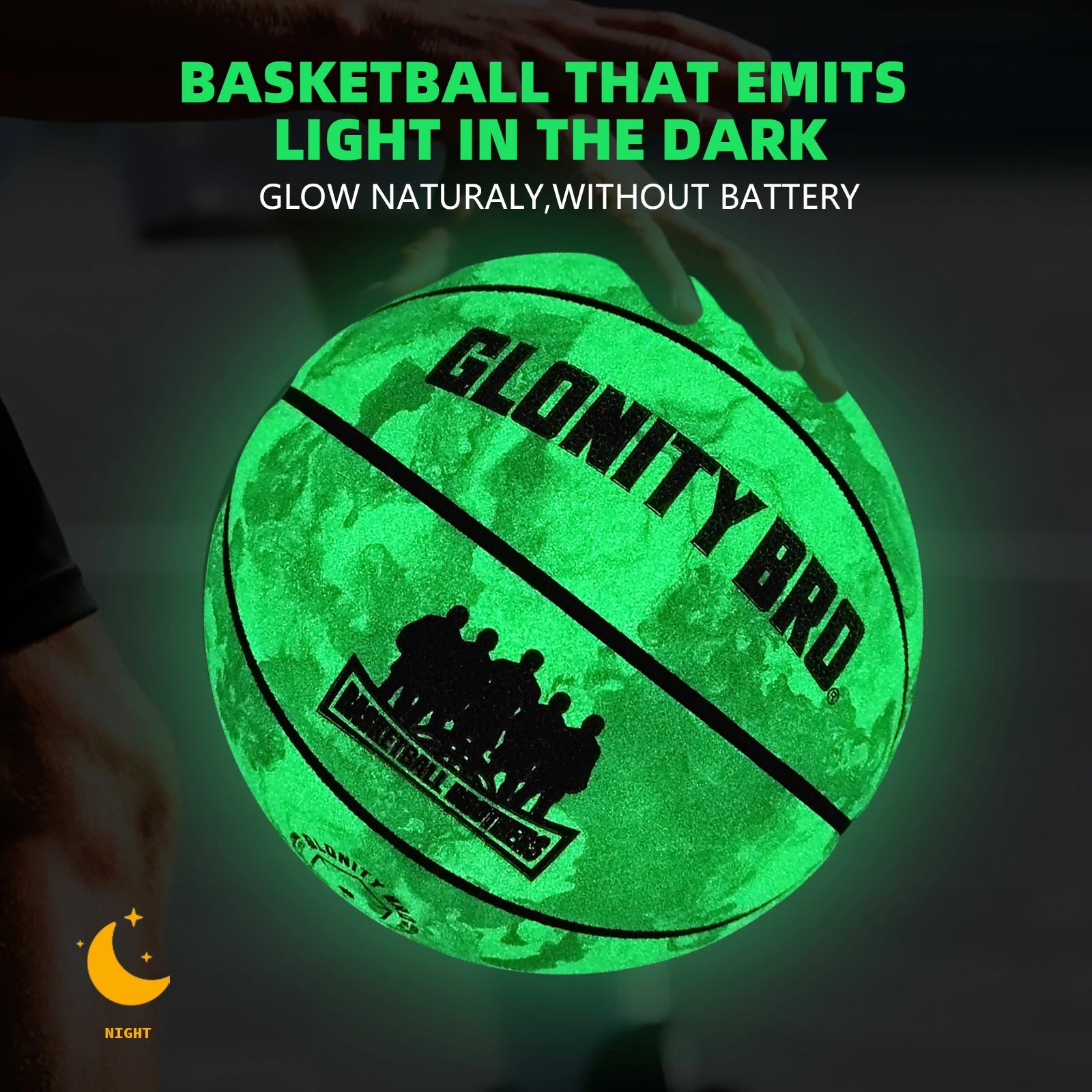 Balón Baloncesto Luminoso Oficial 7 | Glonity Bro | Duradero Verde