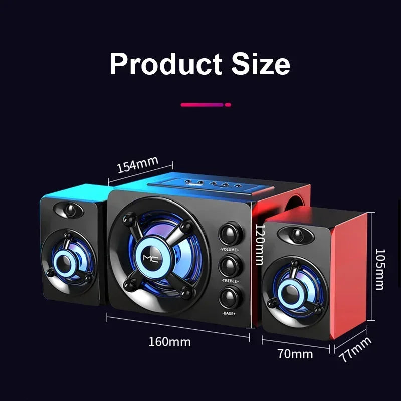 Altavoz Bluetooth Hifi 3D RGB Subwoofer Estéreo USB para PC