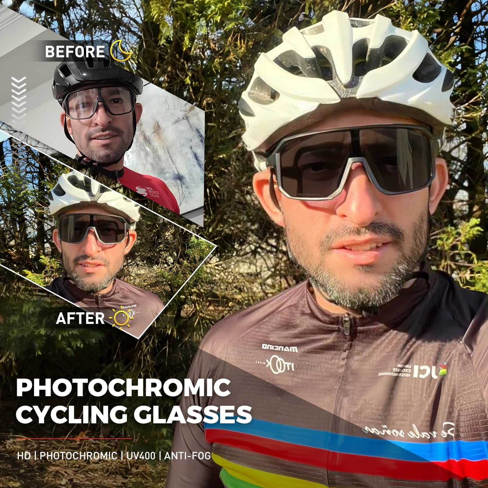 SCVCN Gafas fotocromáticas para ciclismo, bicicleta de montaña, Golf, UV400, gafas de sol, gafas de protección deportiva para hombres y mujeres, béisbol