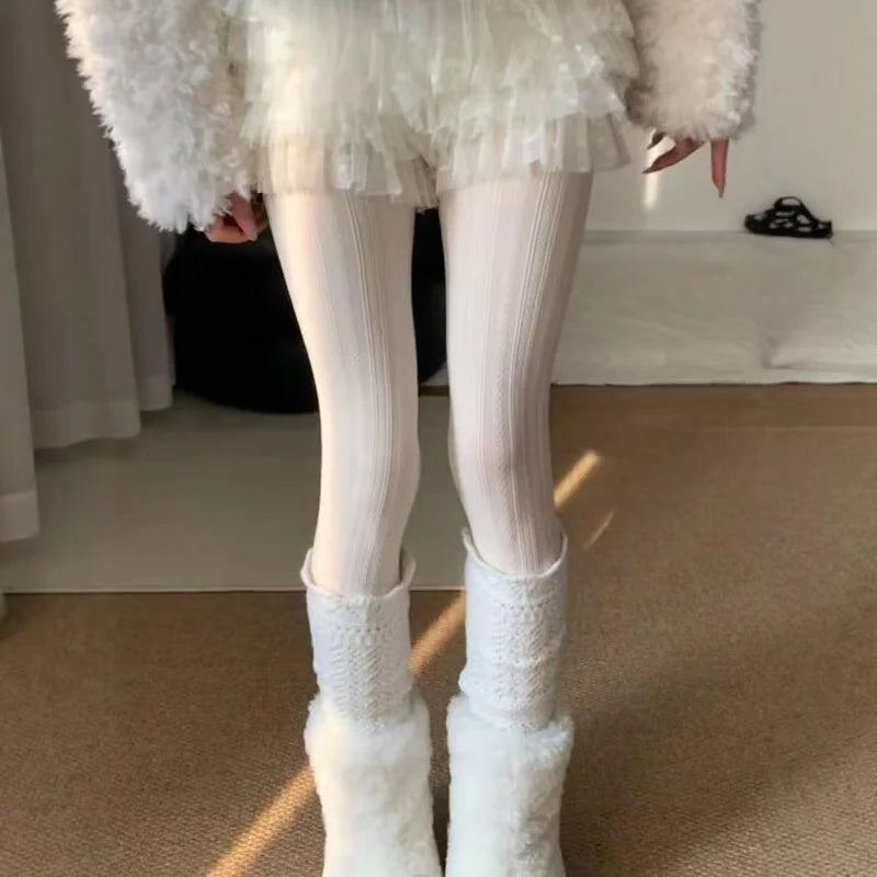 Pantimedias Lolita Vintage Cadena Cintura Alta Mujer Otoño Invierno