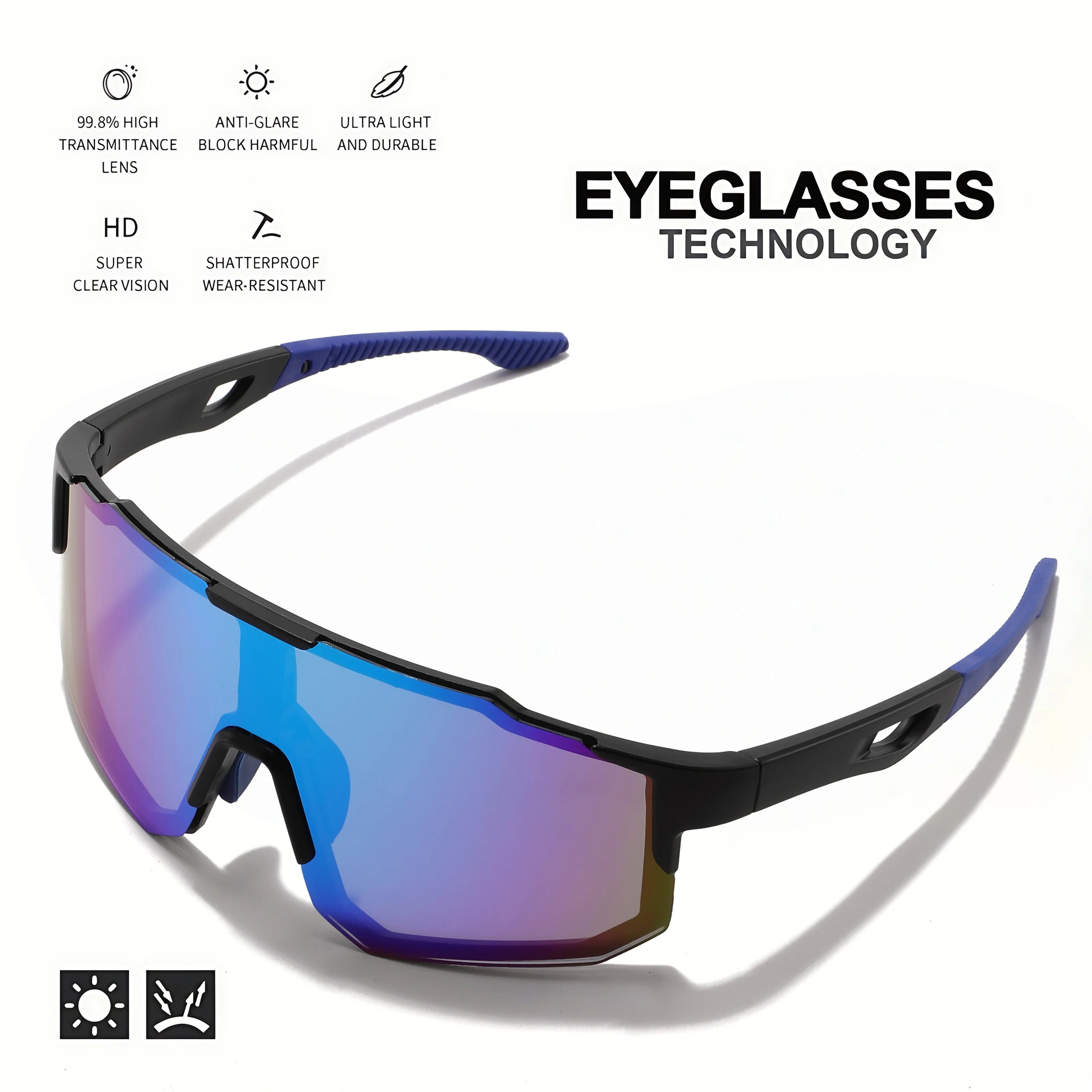 Gafas de sol deportivas coloridas de gran tamaño: diseño envolvente, ajuste cómodo unisex UV400 para ciclismo, senderismo y exteriores
