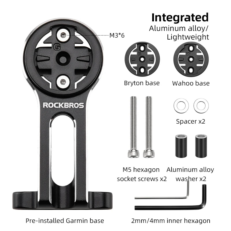 Soporte de bicicleta ROCKBROS, soporte de lámpara de luz delantera, soporte de extensión de aleación de aluminio para ordenador de bicicleta, soporte Wahoo Bryton Garmin
