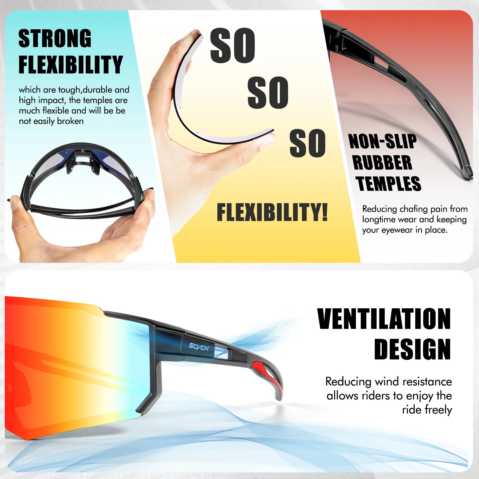 SCVCN nuevas gafas de sol para ciclismo al aire libre, gafas para conducir en carretera para hombres, gafas deportivas para escalar montañas, mujeres, ciclismo, gafas UV400