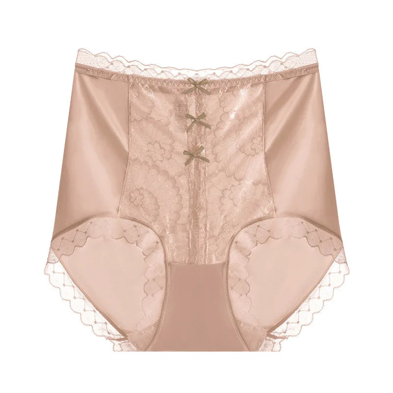 High-waisted lace women's panties from Corporación Turística, featuring elastic fabric and floral lace design