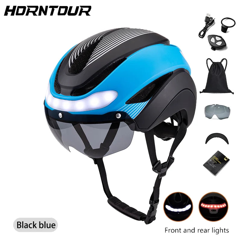 Casco Horntour HT-16 con LED: Ciclismo Profesional y Seguro