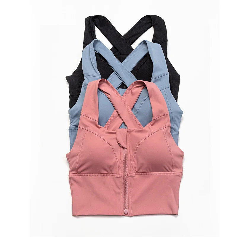 Sujetador Deportivo Mujer Talla Grande Cremallera Frontal Alto Impacto CHNMR