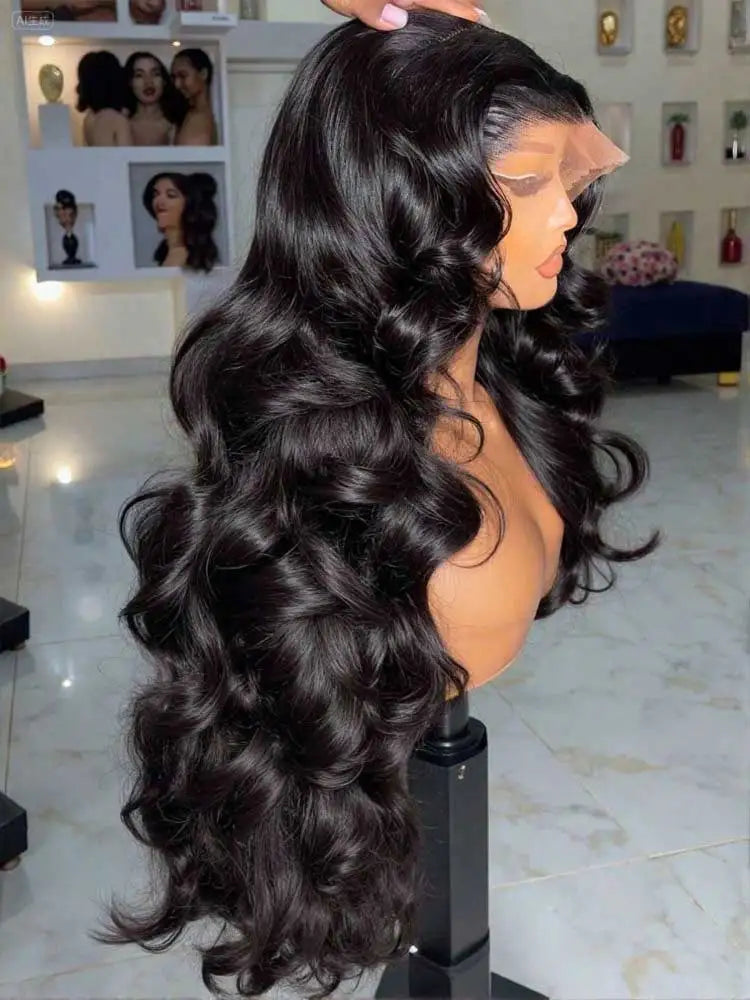 Peluca Humana Peruana Ondas 250% HD 40" 13x6 Encaje Sin Pegamento