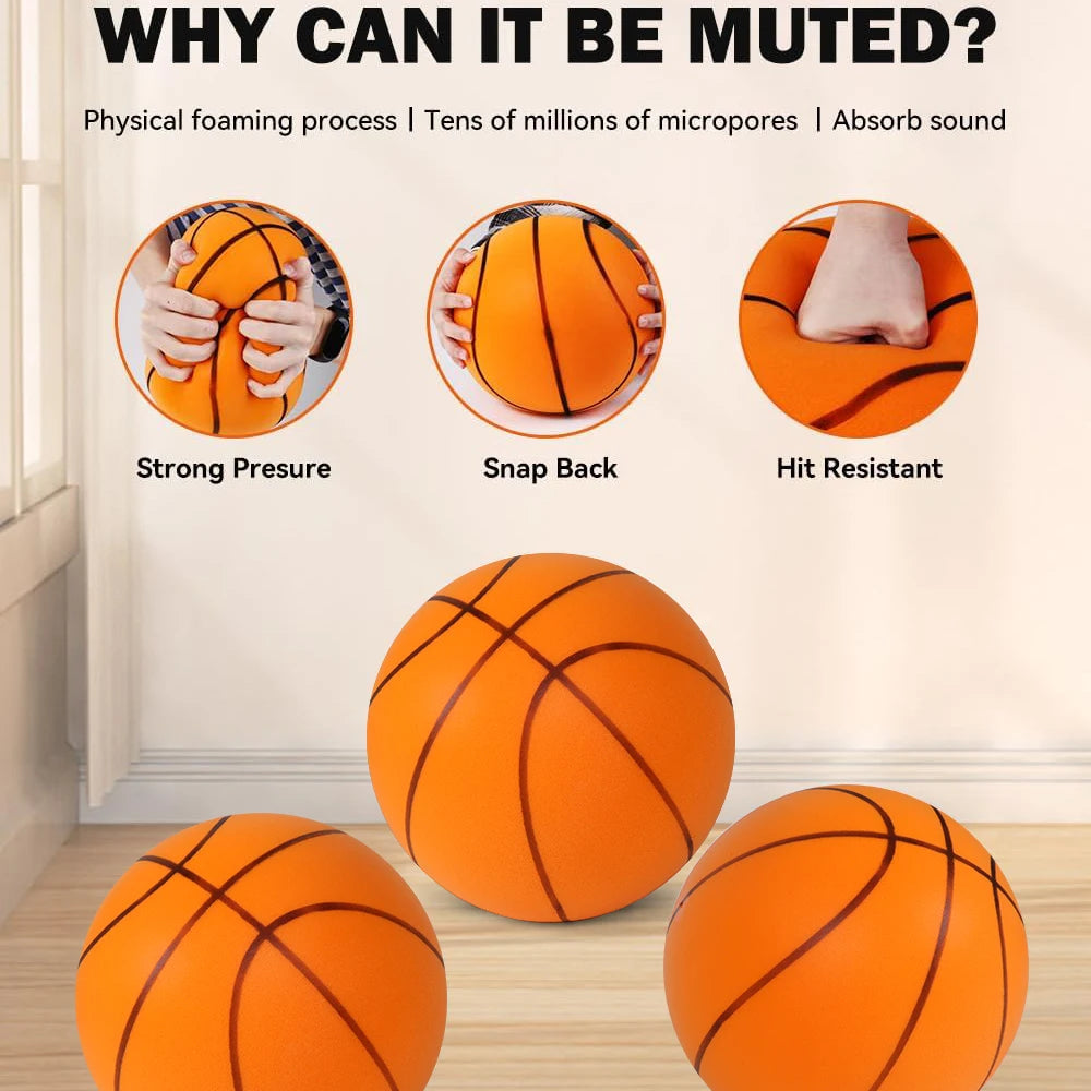 Baloncesto Silencioso para Niños - Espuma Ligera, Rebote Suave - Juguete Deportivo Indoor