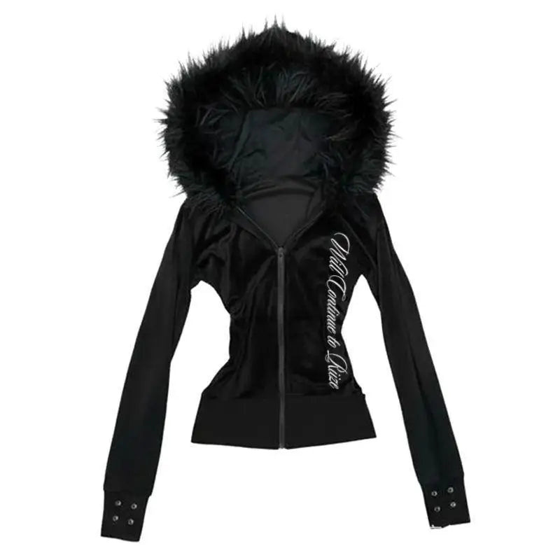 Sudadera Punk Mujer Nowsaa - Estilo Vintage Urbano con Capucha
