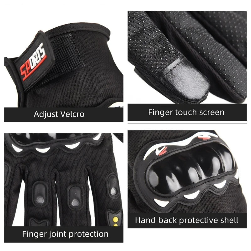 Guantes de dedo completo para bicicleta para hombre, pantalla táctil, deportes todoterreno al aire libre, protección para ciclismo, guantes anticaída para motocicleta