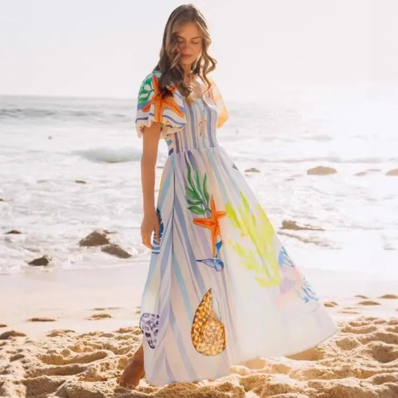 Vestido Maxi de Playa Estampado 2026 | Fansumgo | Estilo Bata
