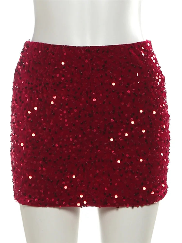 Falda Lentejuelas Sisterlinda Sexy Otoño Ajustada Mini Club