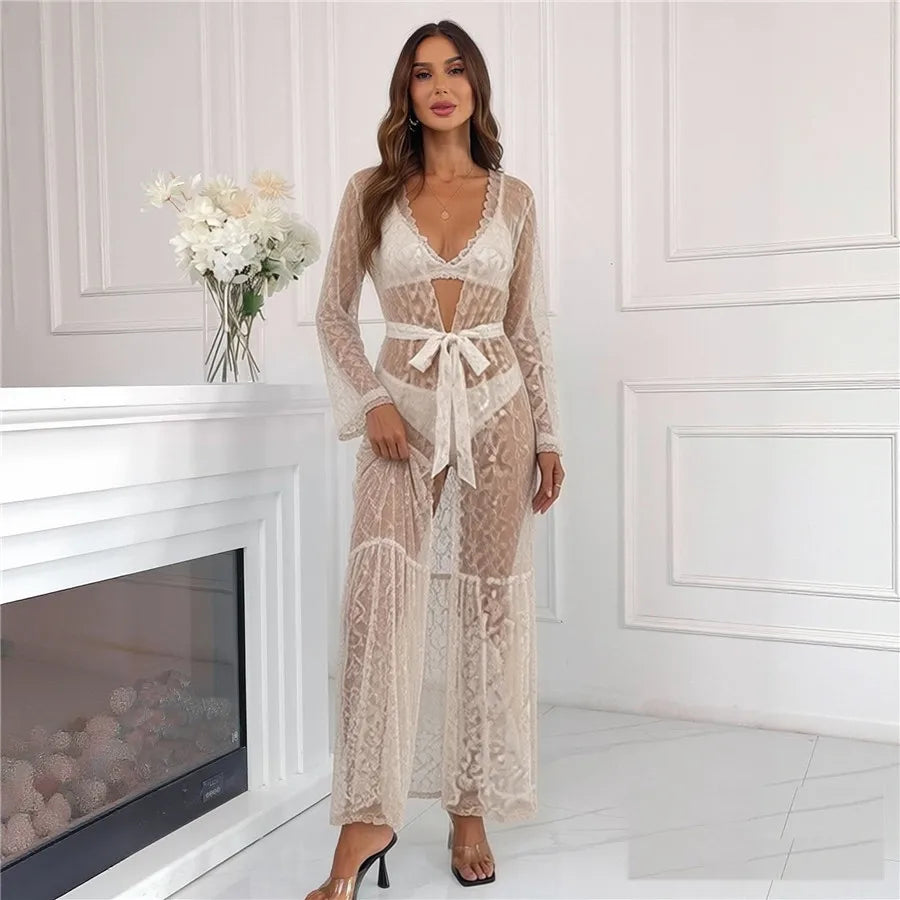 Transparent summer long camisón for women by Corporación Turística, featuring lightweight, breathable fabric and elegant design.