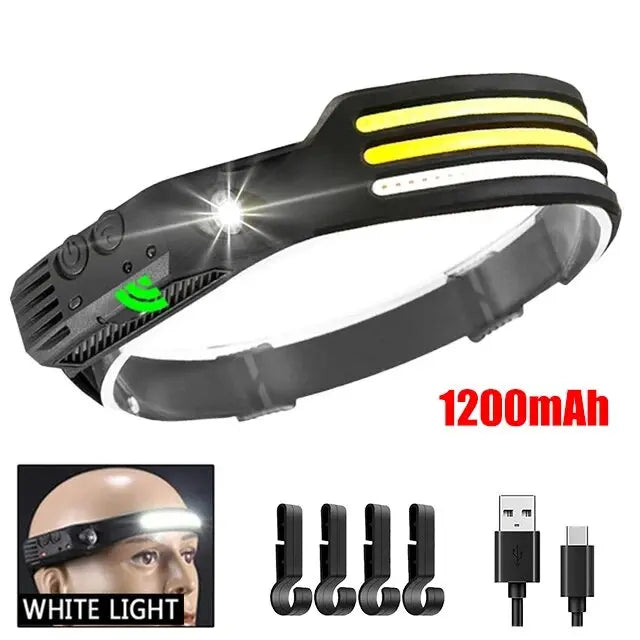 Linterna Frontal LED COB USB Recargable - Sensor de Movimiento para Exteriores