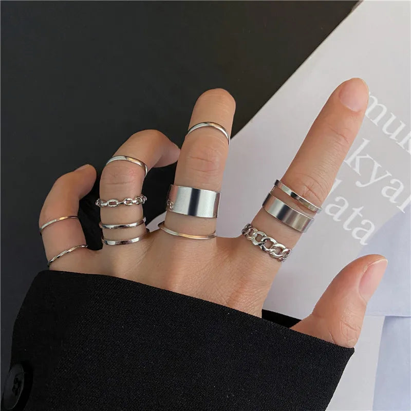 Conjunto Anillos Bohemios Circon Mujer | Modyle | Flor Luna Amor (Dorado)