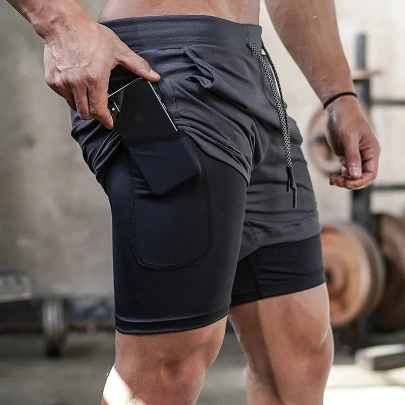 Pantalones Cortos Camuflaje Hombre Gym 2 en 1 Secado Rápido